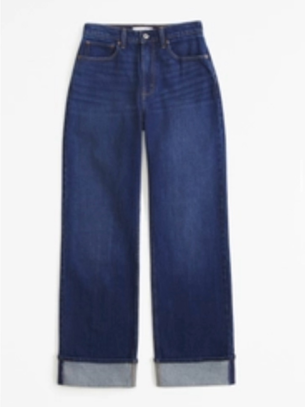 NWT Abercrombie & Fitch Dark Wash Cuff Wide-Leg Jeans